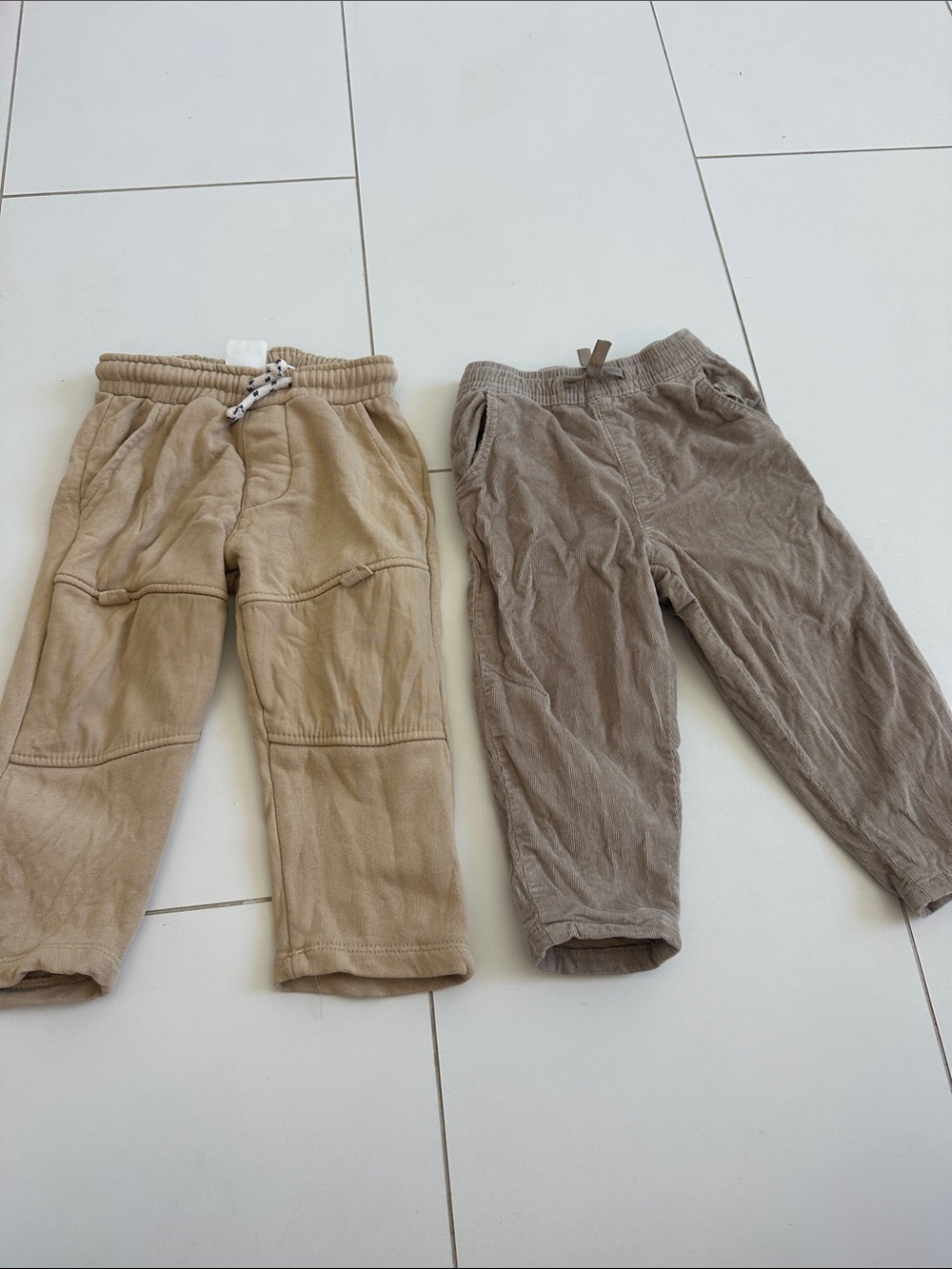 Zara Kids Beige and Taupe Corduroy pants and  Joggers 12/18m